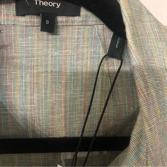 Theory Short Sleeve Button Down Striped Linen Dress Size 0 NWT - Picture 5 of 14